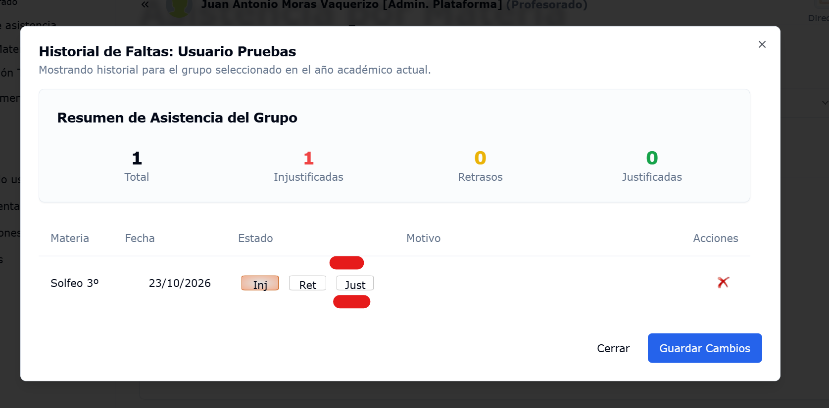 Paso 5 - Justificar Falta