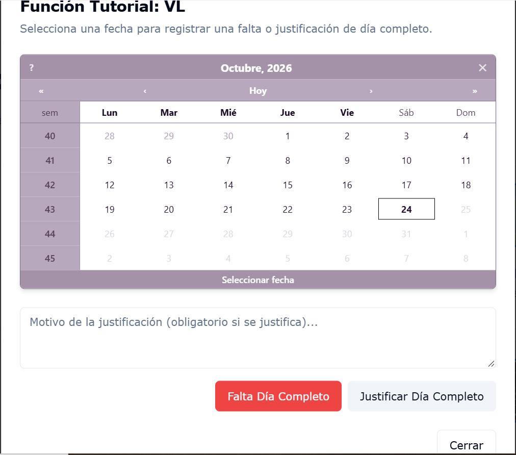 Paso 2 - Seleccionar alumno y día